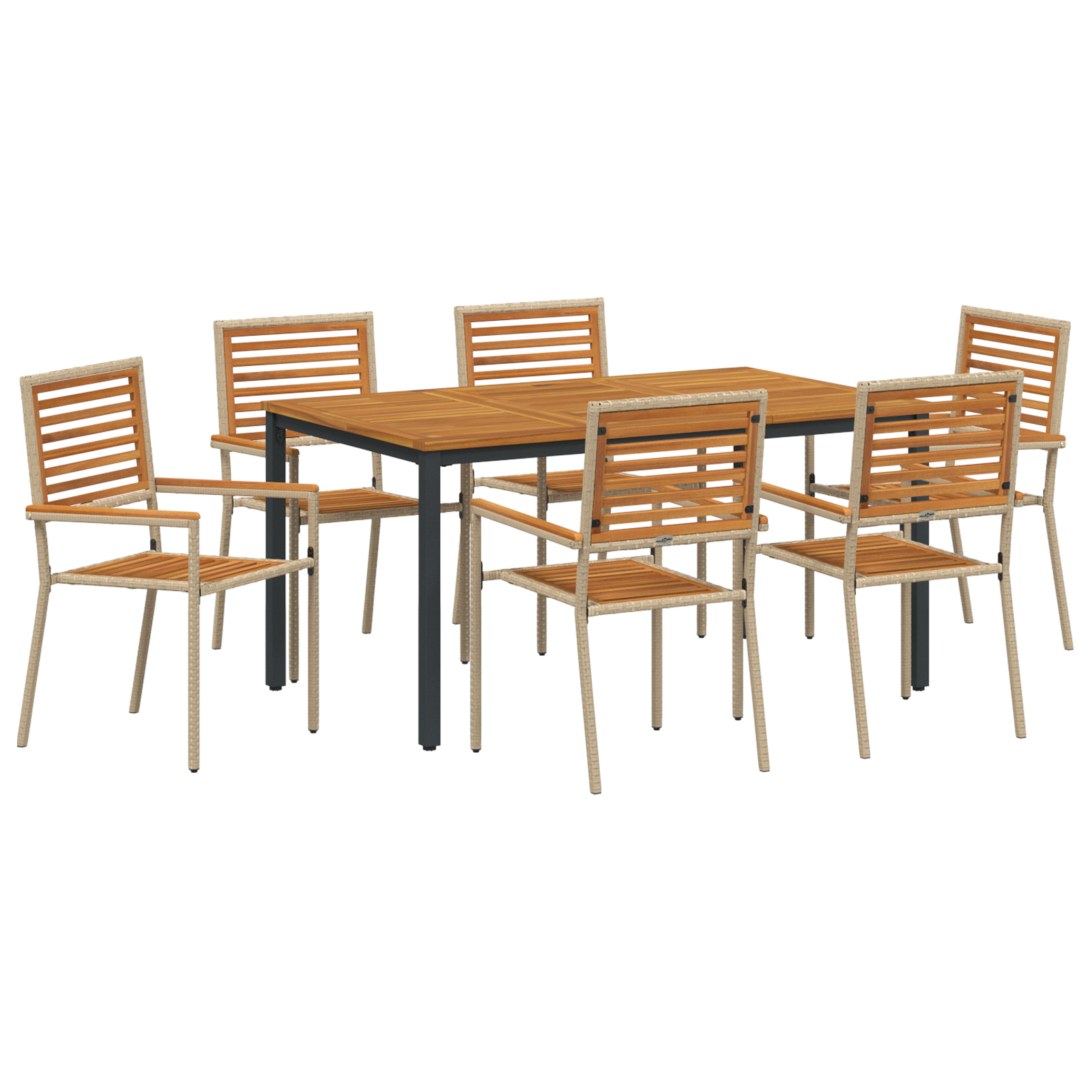 Hage Spisegruppe 7 pcs Beige, Brun 150 x 90 x 75 cm polyrotting