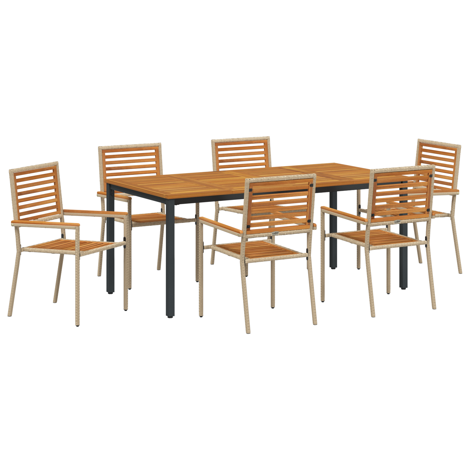 Hage Spisegruppe 7 pcs Beige 180 x 90 x 75 cm polyrotting