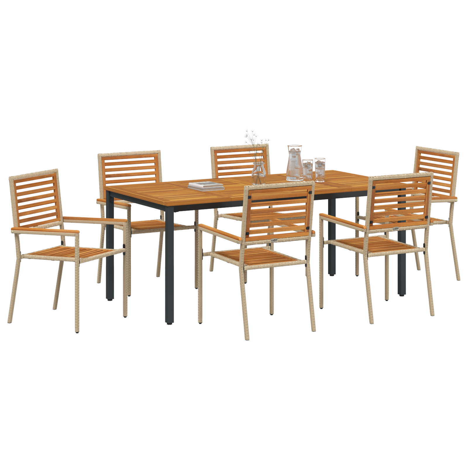 Hage Spisegruppe 7 pcs Beige 180 x 90 x 75 cm polyrotting