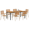 Hage Spisegruppe 7 pcs Beige 180 x 90 x 75 cm polyrotting