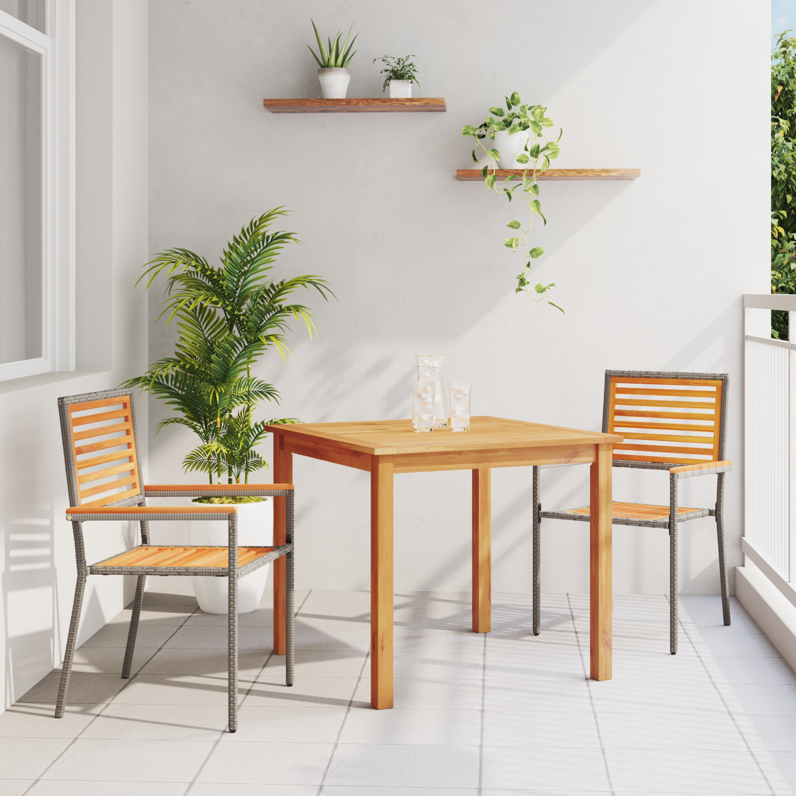 Hage Spisegruppe 3 pcs Grå Poly rattan