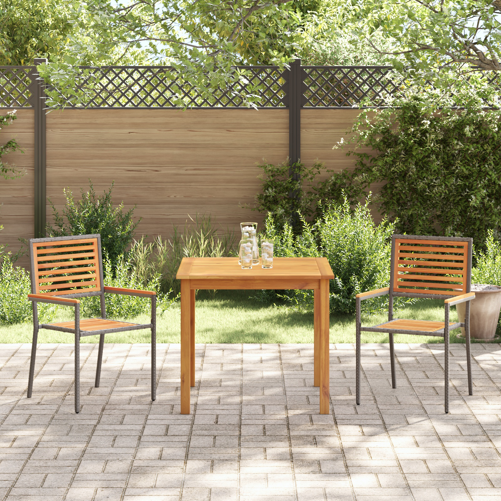 Hage Spisegruppe 3 pcs Grå Poly rattan