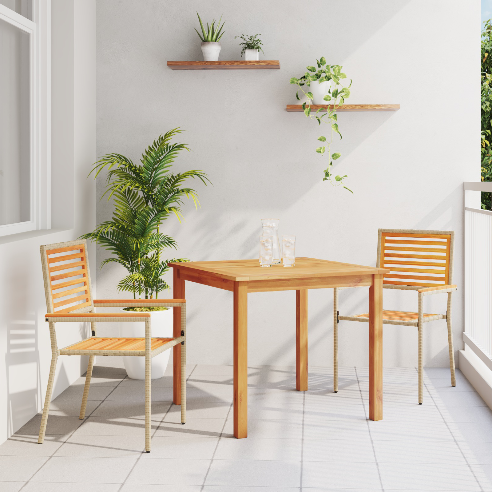 Hage Spisegruppe 3 pcs Beige Poly rattan