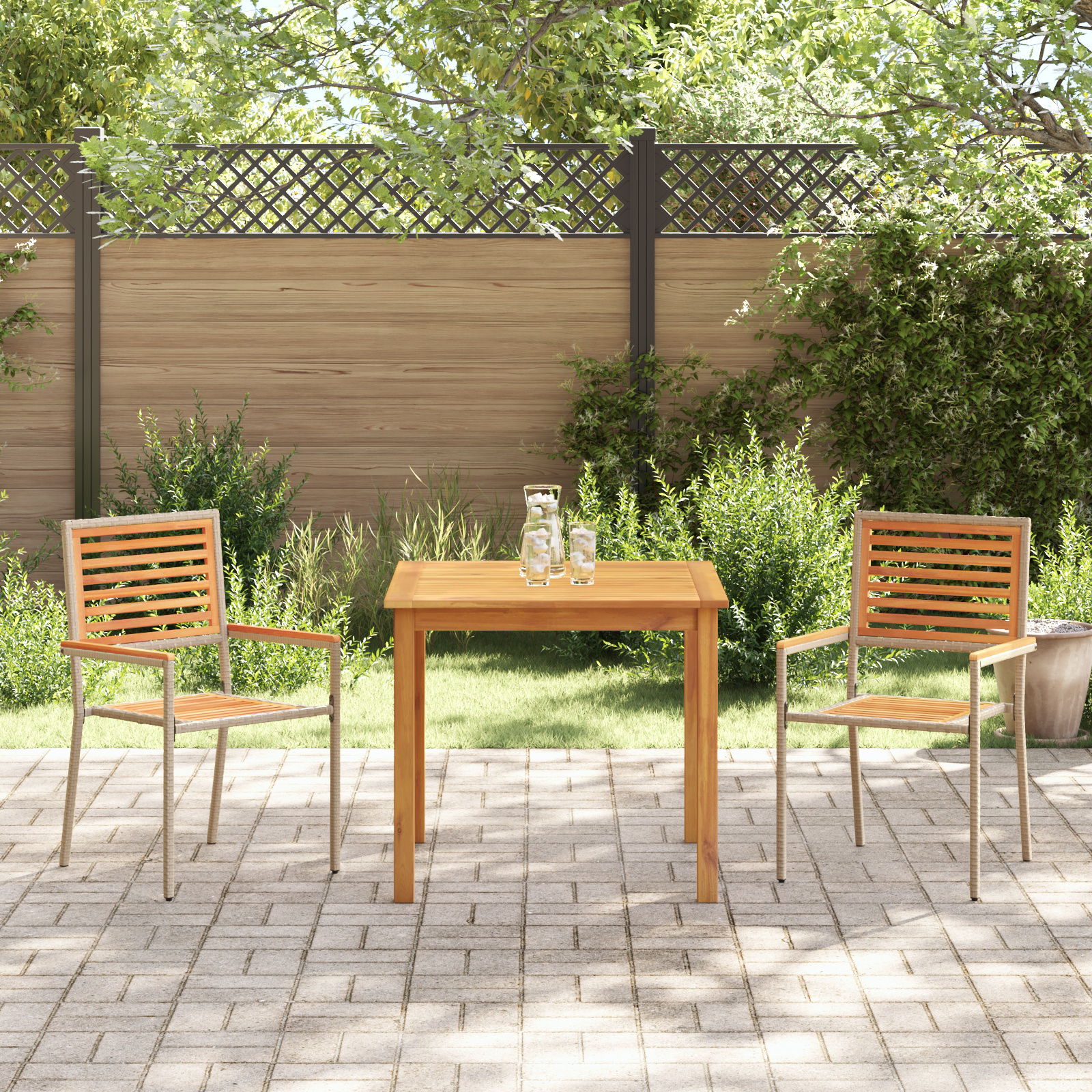 Hage Spisegruppe 3 pcs Beige Poly rattan