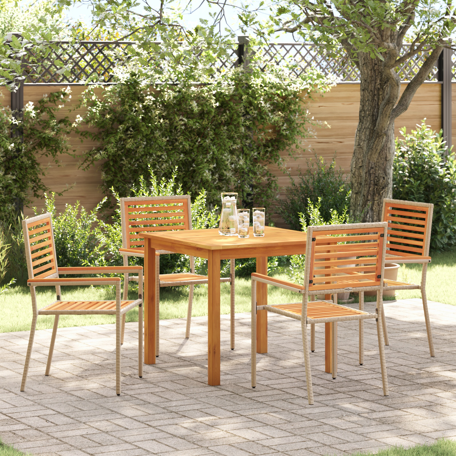Hage Spisegruppe 5 pcs Beige Poly rattan
