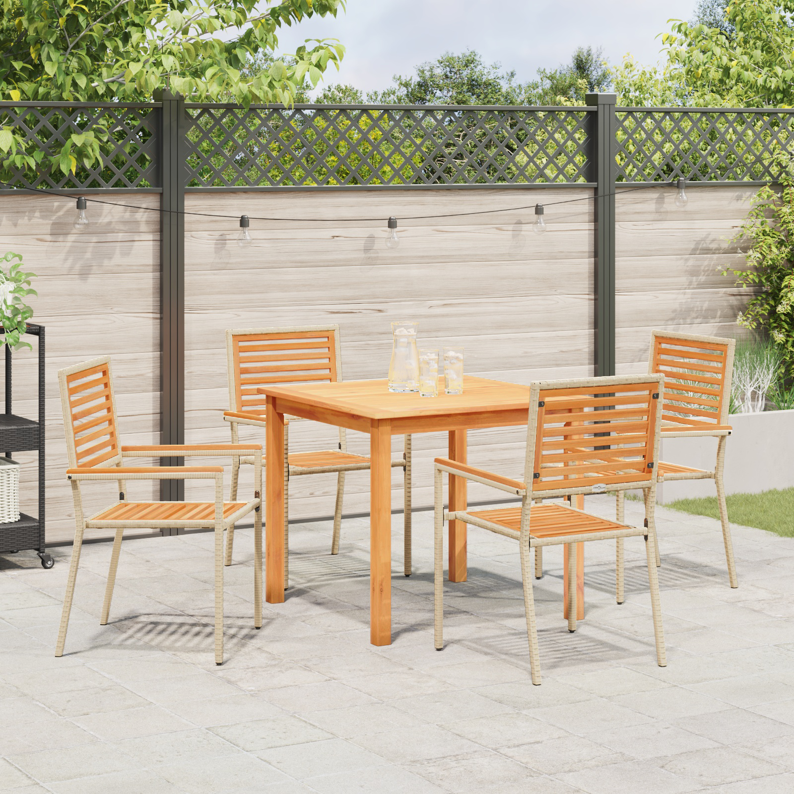 Hage Spisegruppe 5 pcs Beige Poly rattan