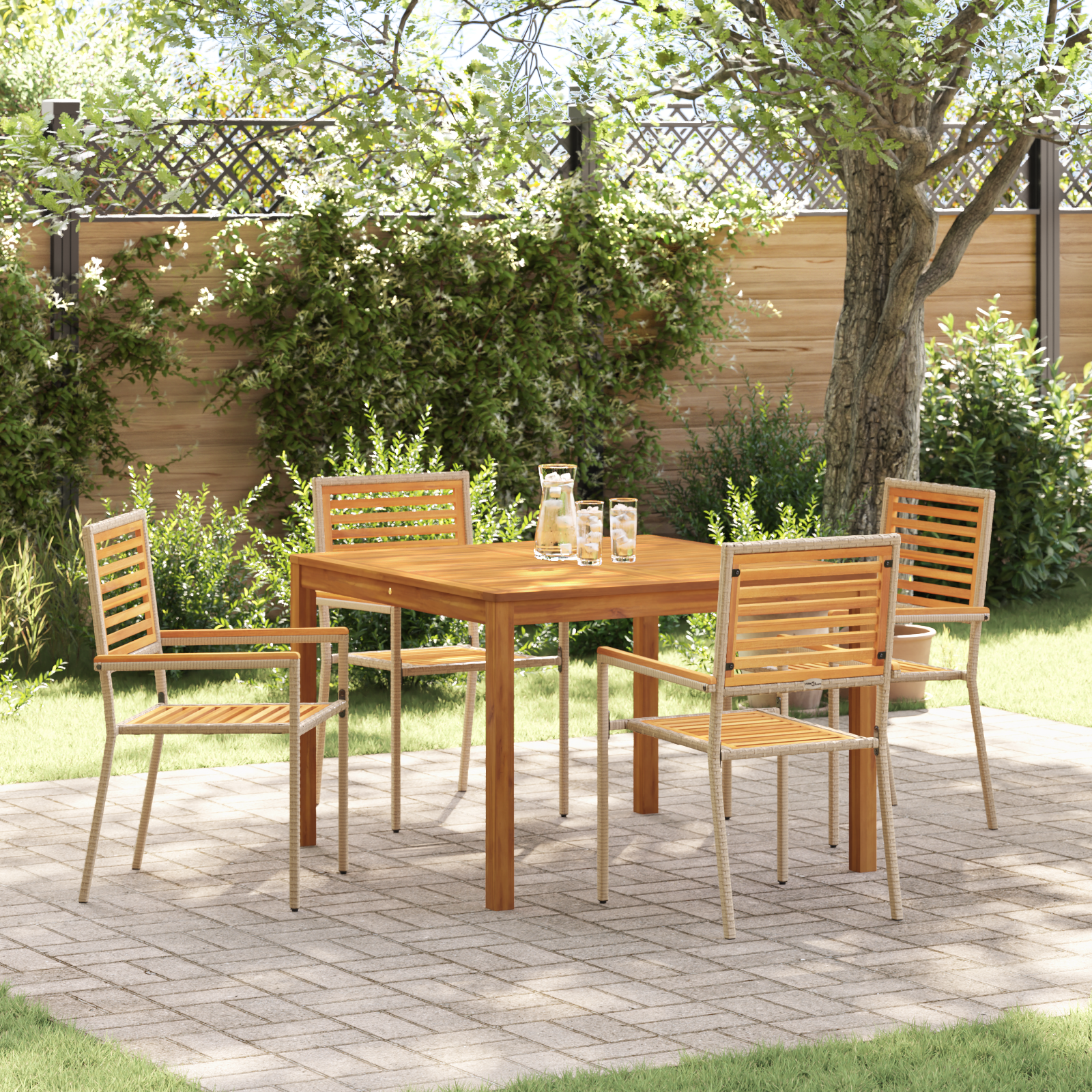 Hage Spisegruppe 5 pcs Beige Poly rattan