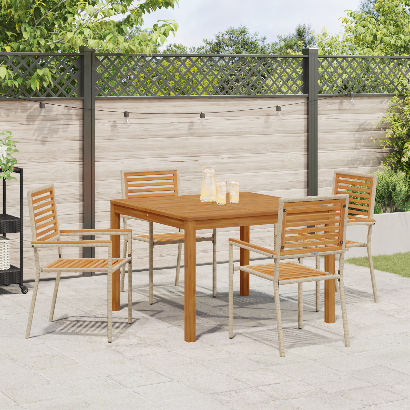 Hage Spisegruppe 5 pcs Beige Poly rattan
