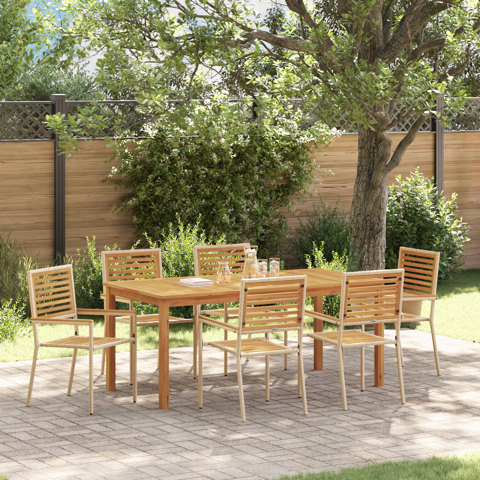 Hage Spisegruppe 7 pcs Beige Poly rattan