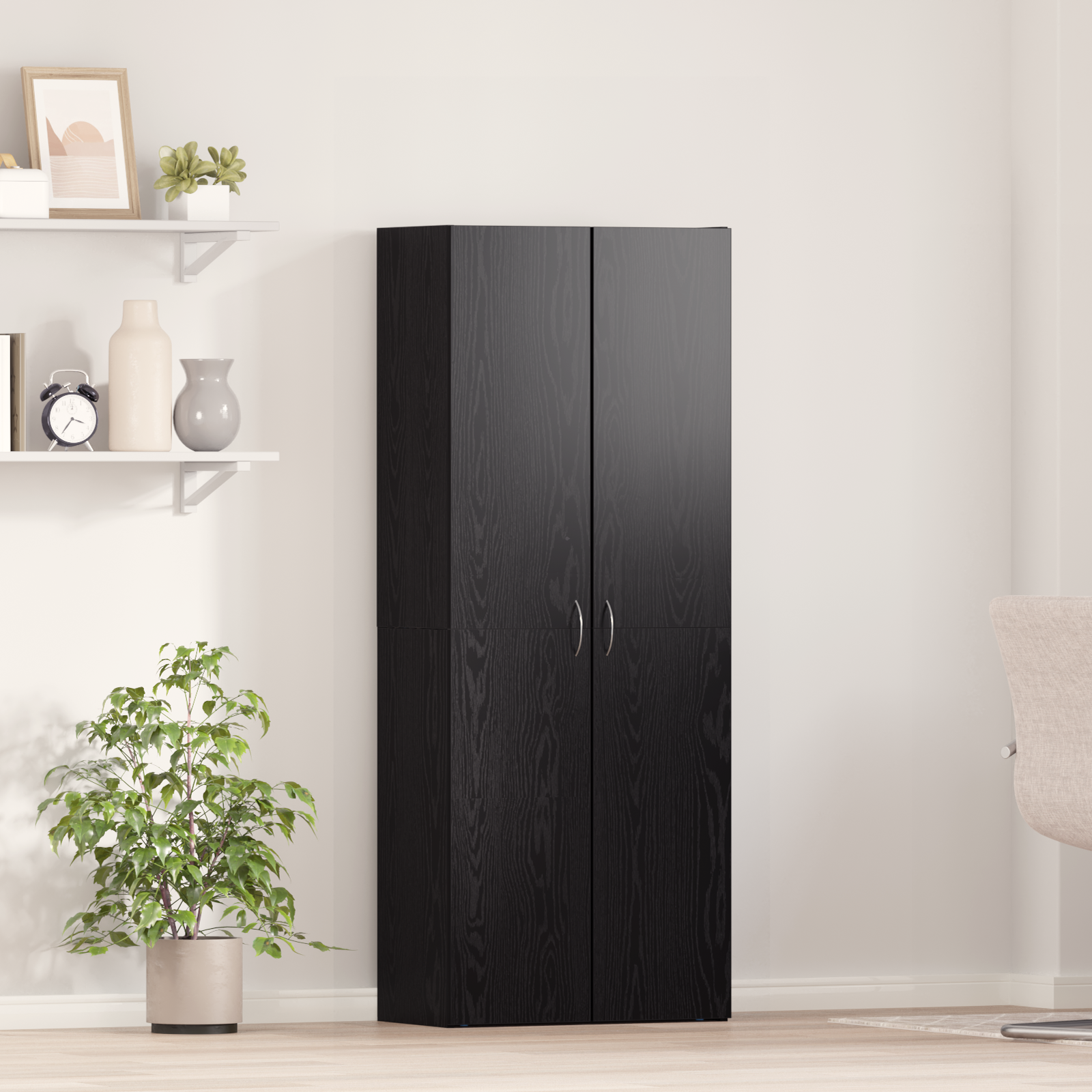 Kontorskap med hylle Svart eik 60 x 32 x 153 Konstruert tre