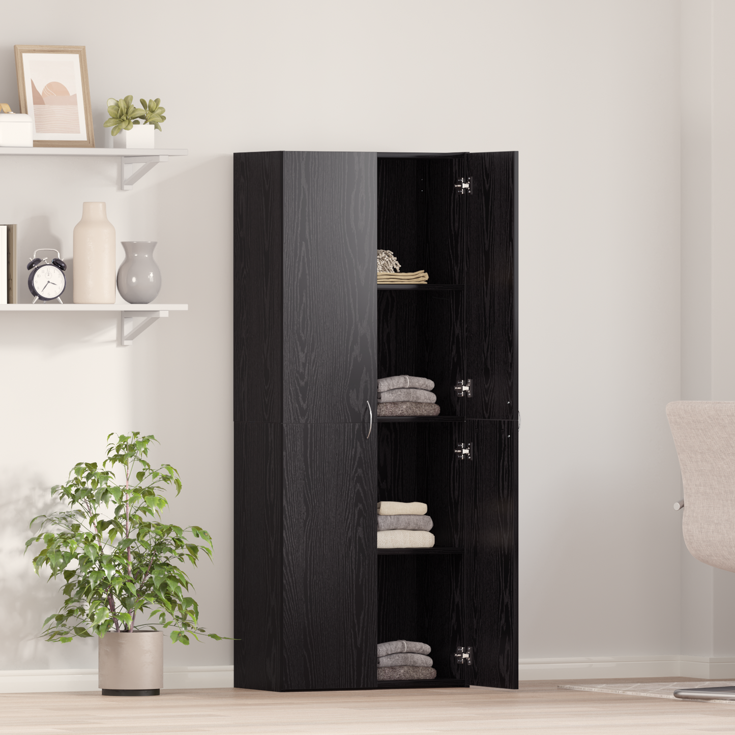 Kontorskap Svart Eik 60 x 32 x 152,5 cm Konstruert tre