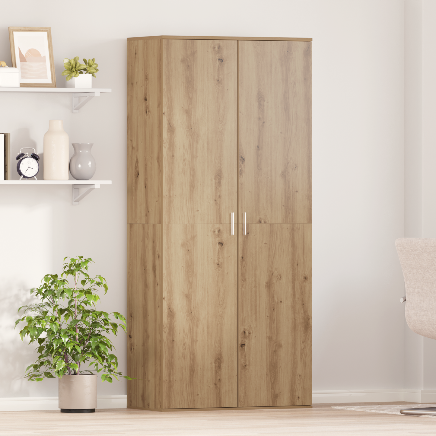 Highboard 80 x 39 x 178 cm Konstruert tre artisan eik