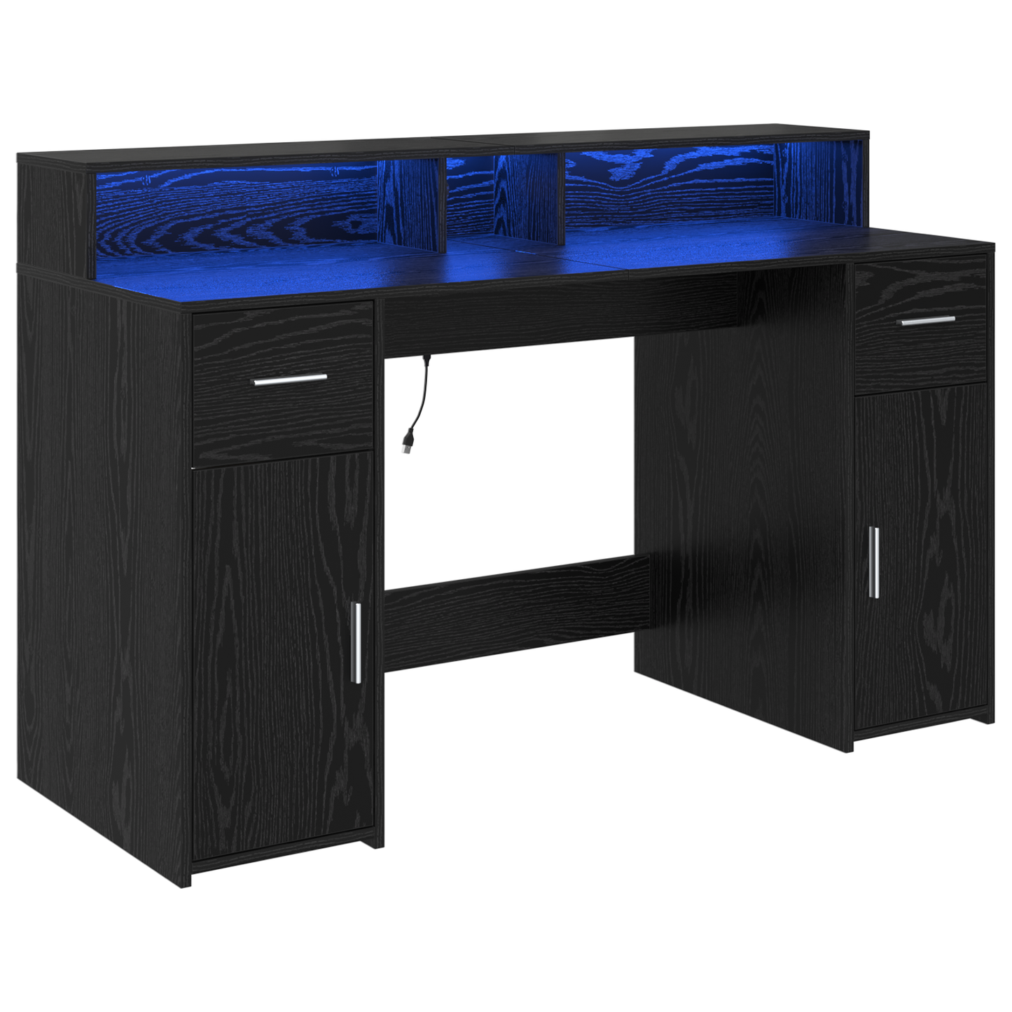 Skrivebord med skuff Svart eik 140 x 55 x 91 cm Konstruert tre