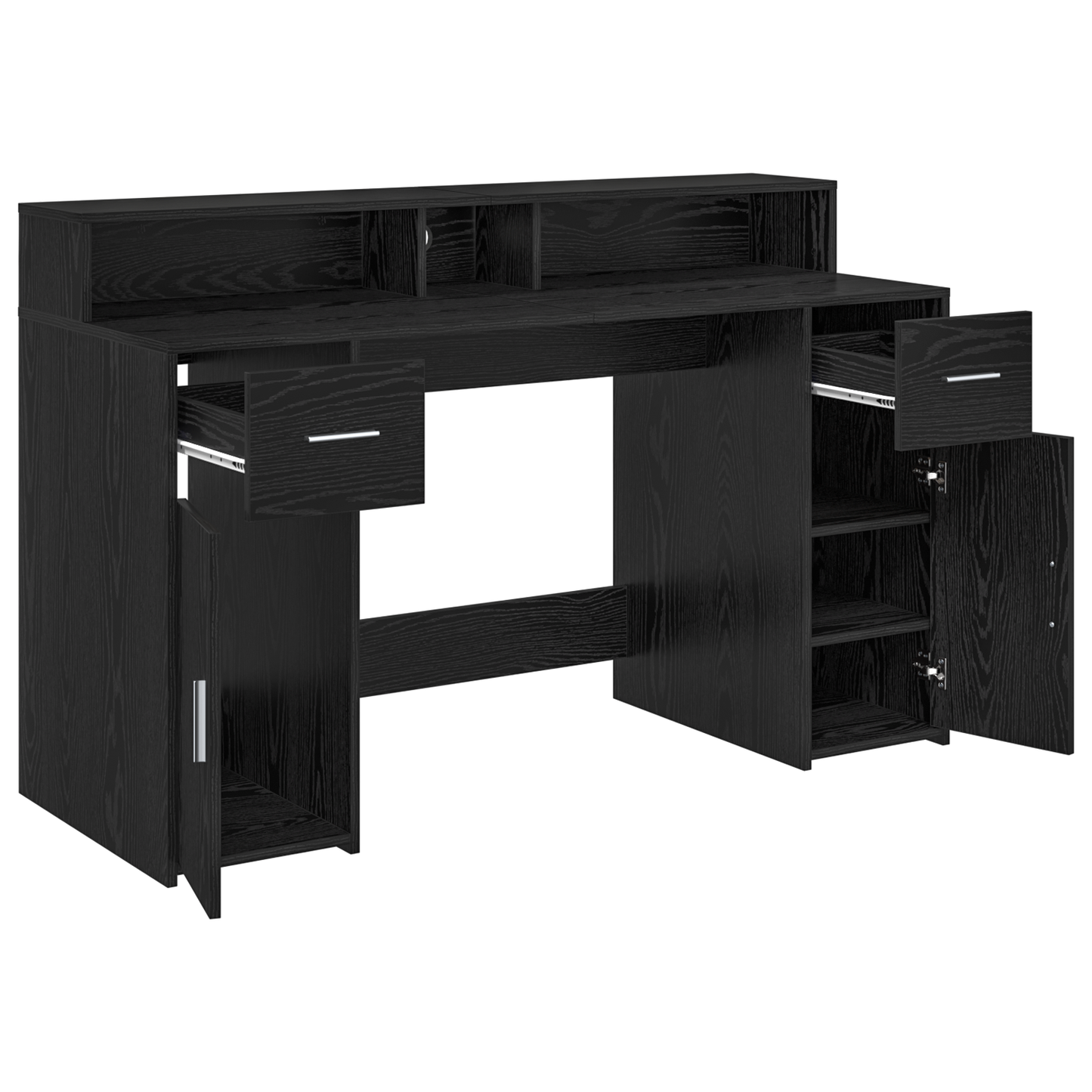 Skrivebord med skuff Svart eik 140 x 55 x 91 cm Konstruert tre