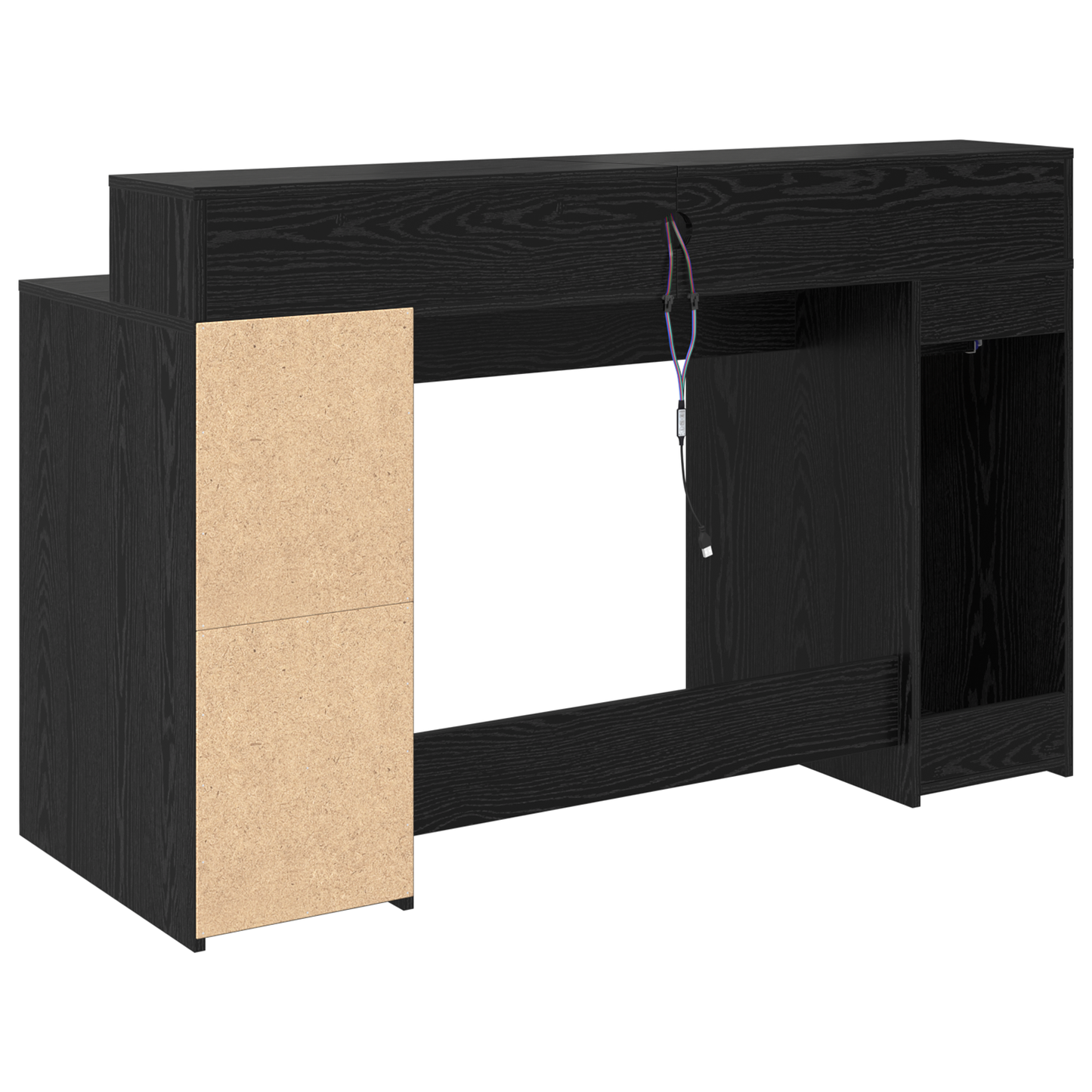 Skrivebord med skuff Svart eik 140 x 55 x 91 cm Konstruert tre