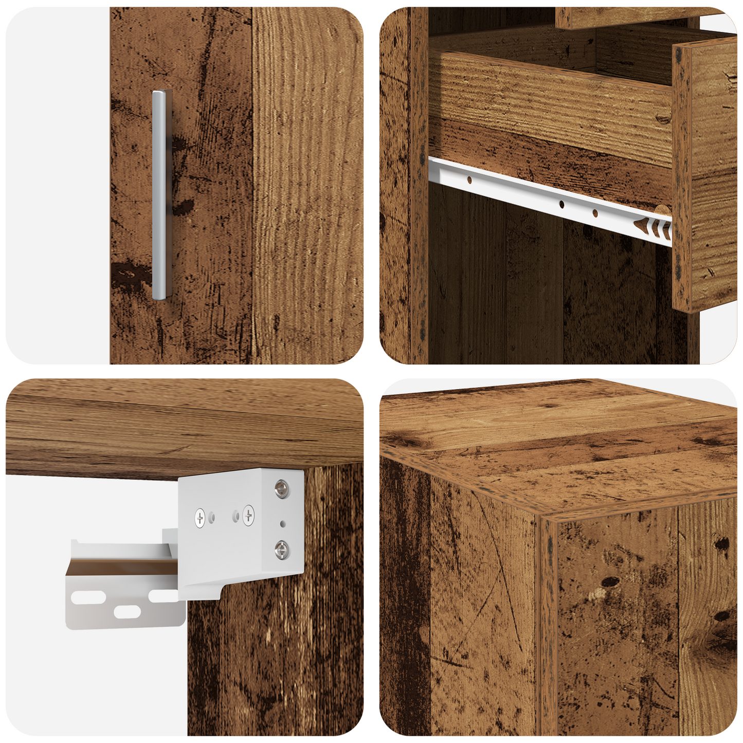 Oppbevaringsskap med skuff 2 pcs Gammelt tre 30 x 42,5 x 225 cm
