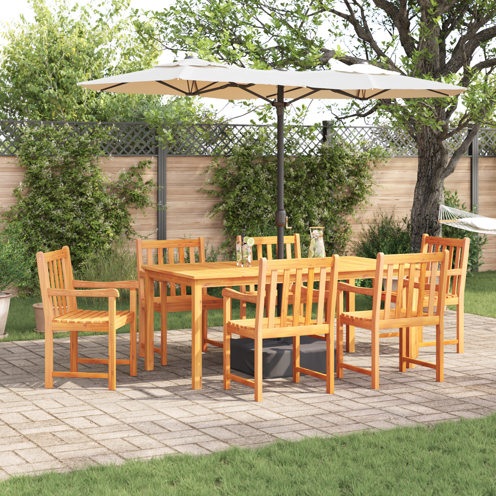 Hage Spisegruppe 7 pcs Brun heltre akasie