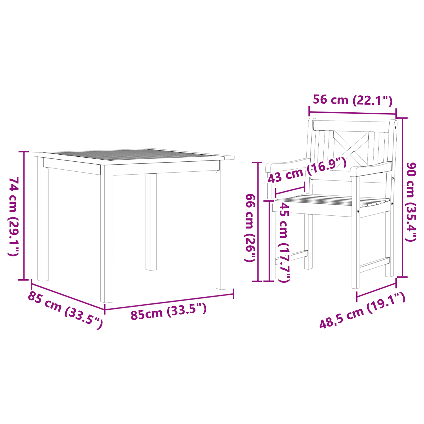 Hage Spisegruppe 5 pcs Brun Massivt akasietre