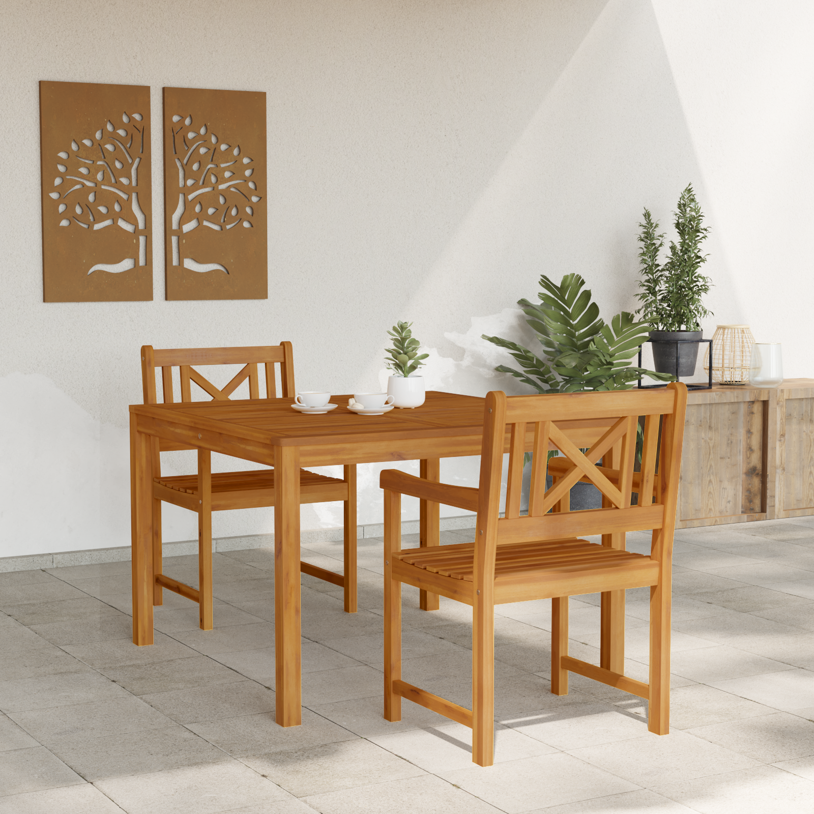 Hage Spisegruppe 3 pcs Brun Massivt akasietre