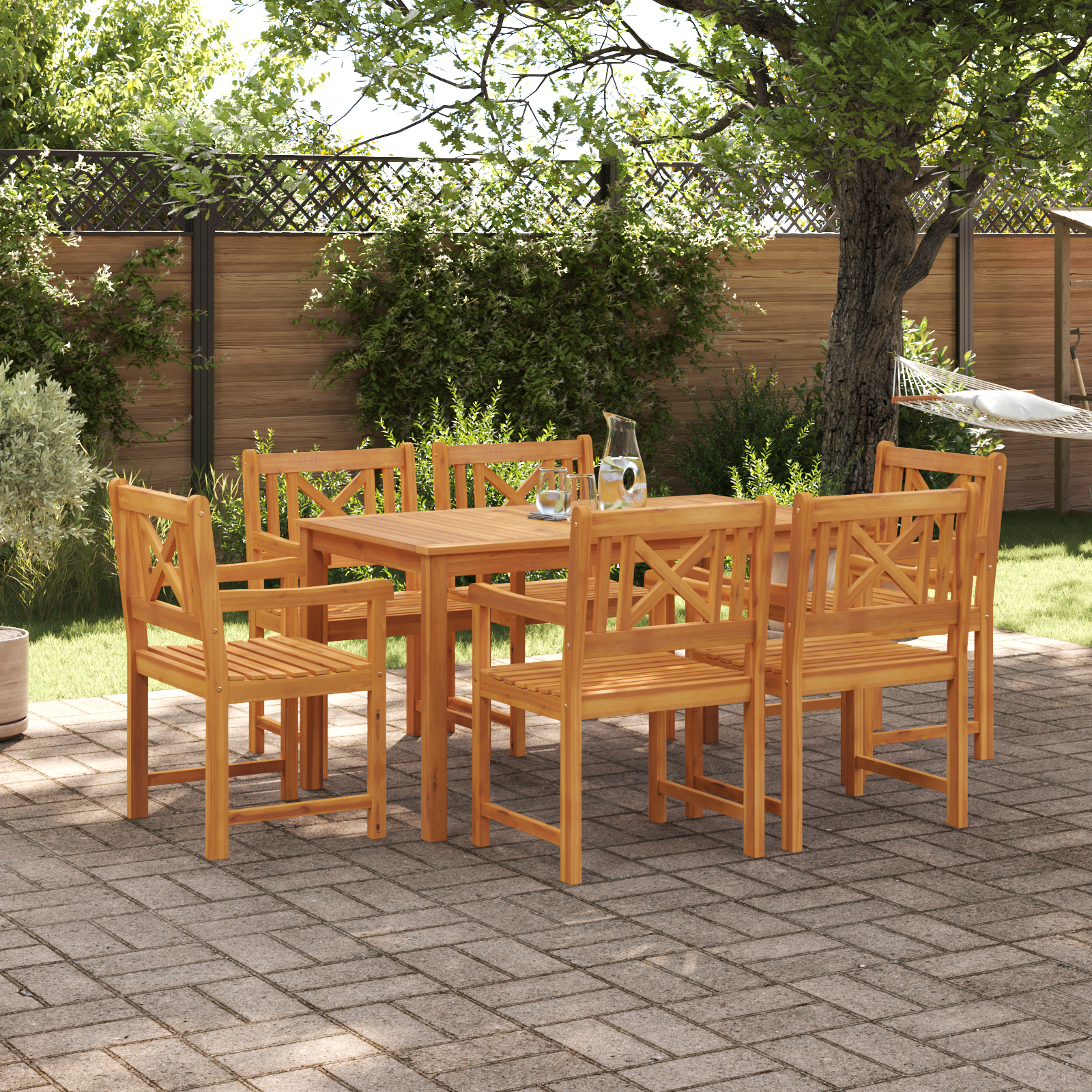 Hage Spisegruppe 7 pcs Brun heltre akasie