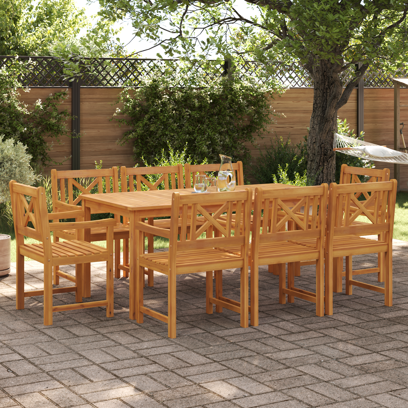Hage Spisegruppe 9 pcs Brun heltre akasie