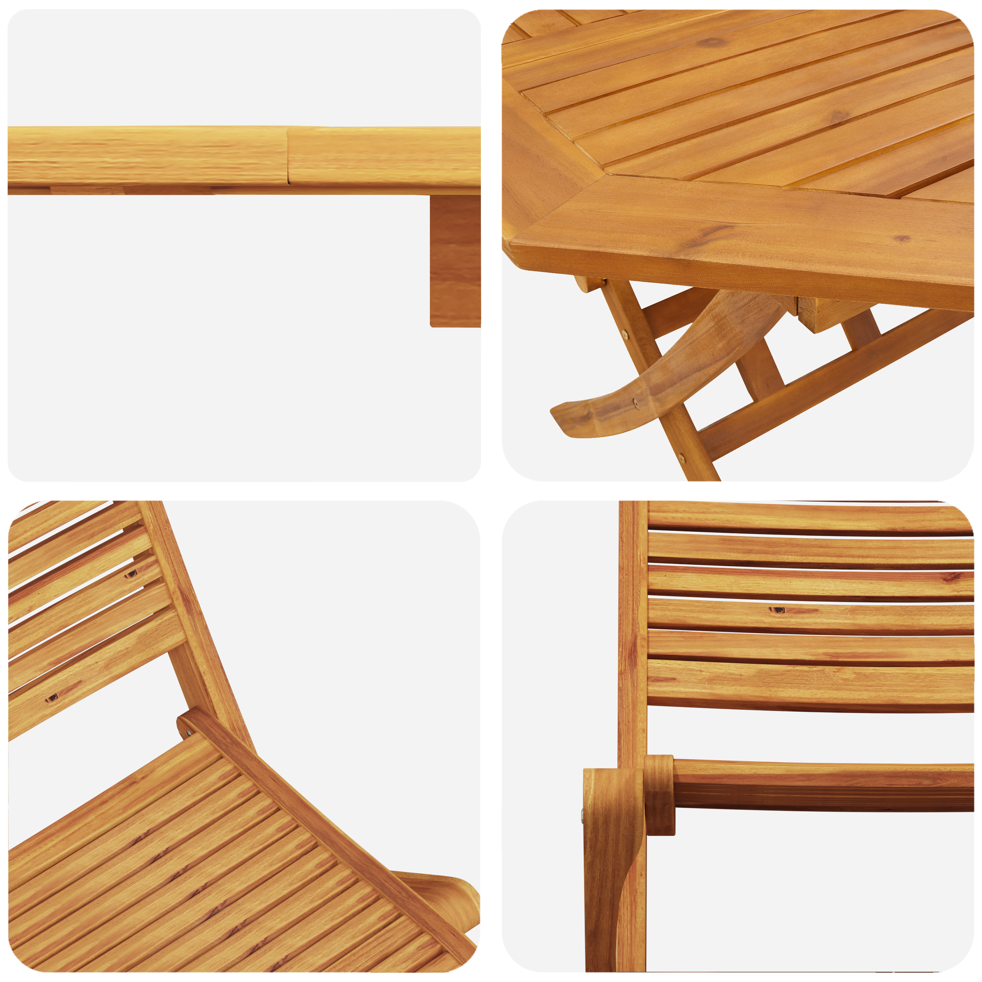 Sammenleggbart Bistrosett 3 pcs Brun heltre akasie