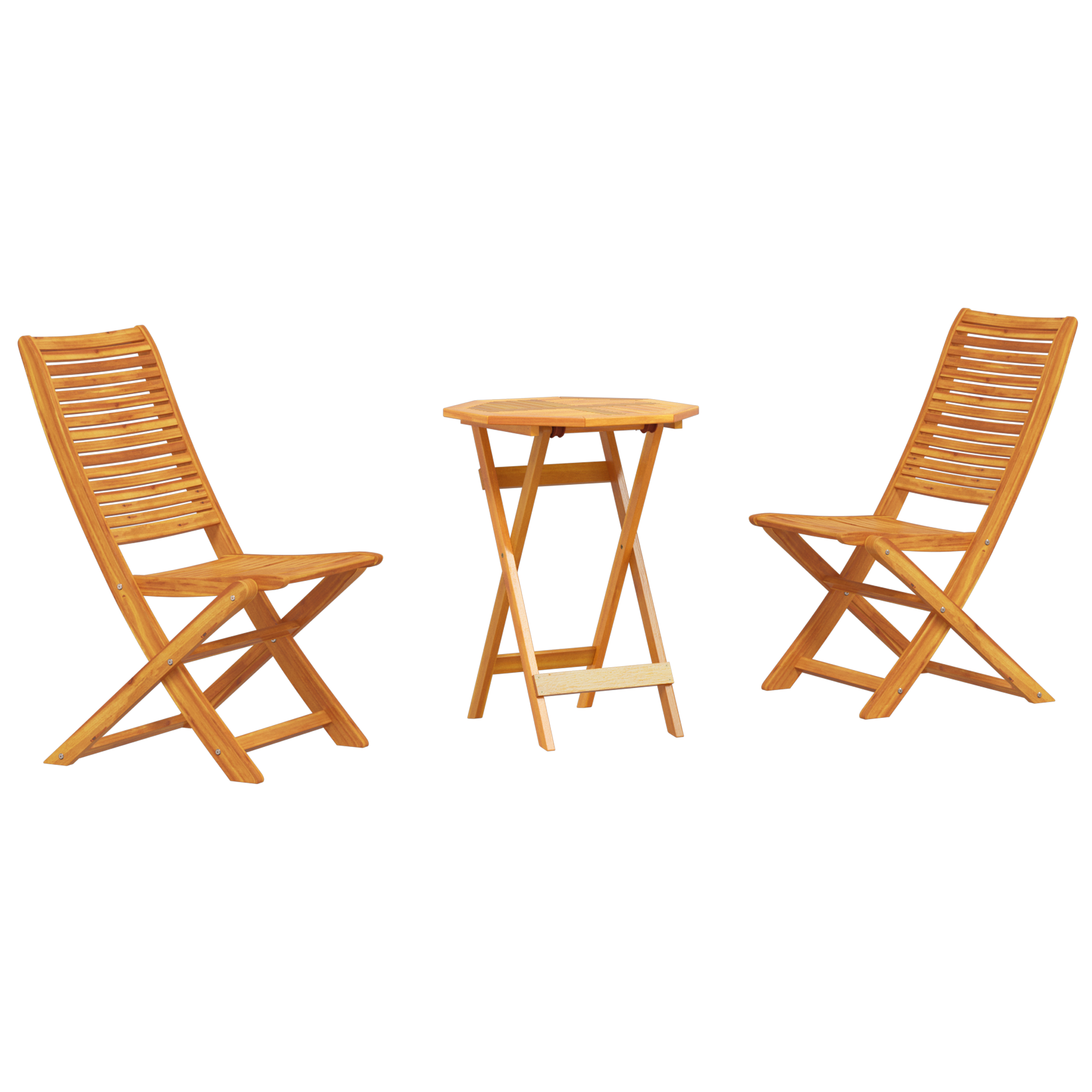 Sammenleggbart Bistrosett 3 pcs Brun heltre akasie