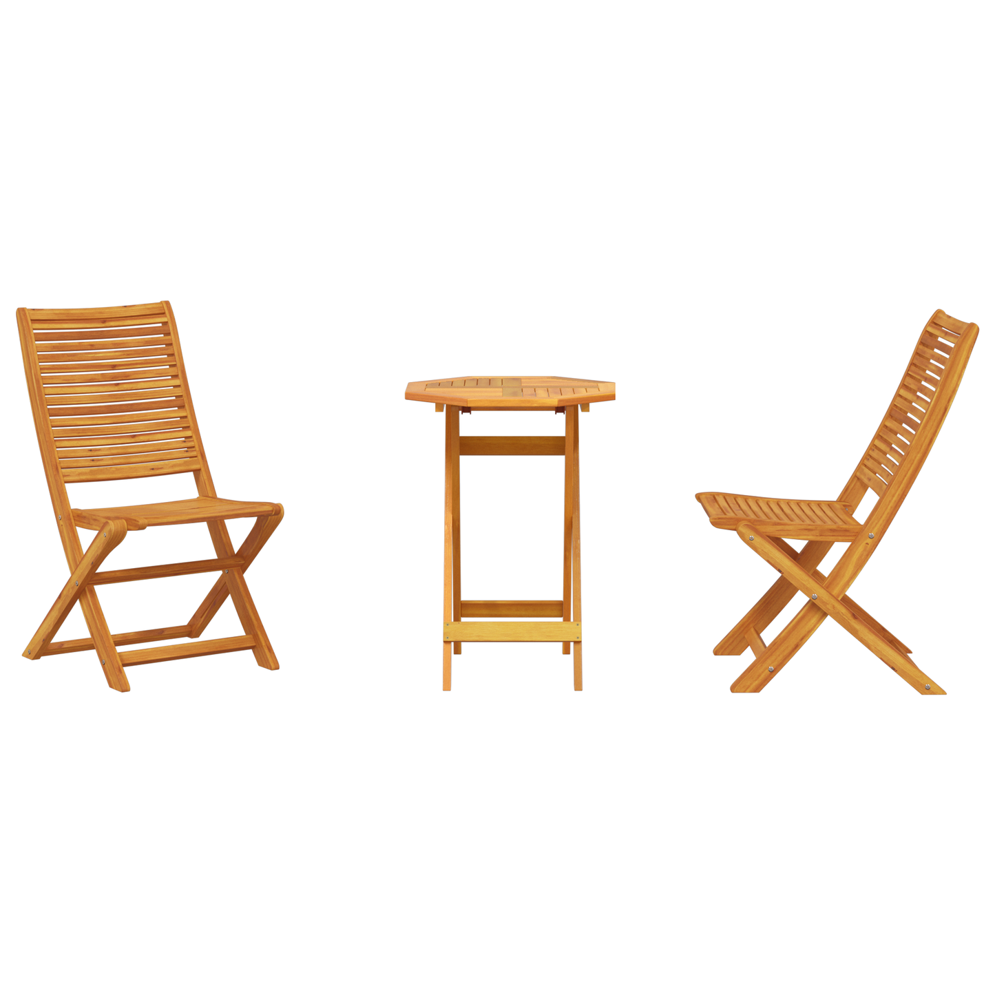 Sammenleggbart Bistrosett 3 pcs Brun Solid akasietre