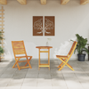 Sammenleggbart Bistrosett 3 pcs Brun heltre akasie
