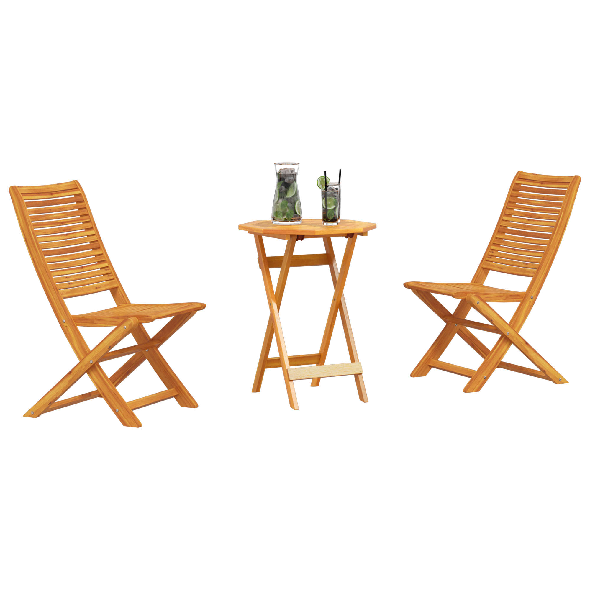 Sammenleggbart Bistrosett 3 pcs Brun heltre akasie