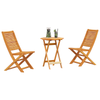 Sammenleggbart Bistrosett 3 pcs Brun heltre akasie