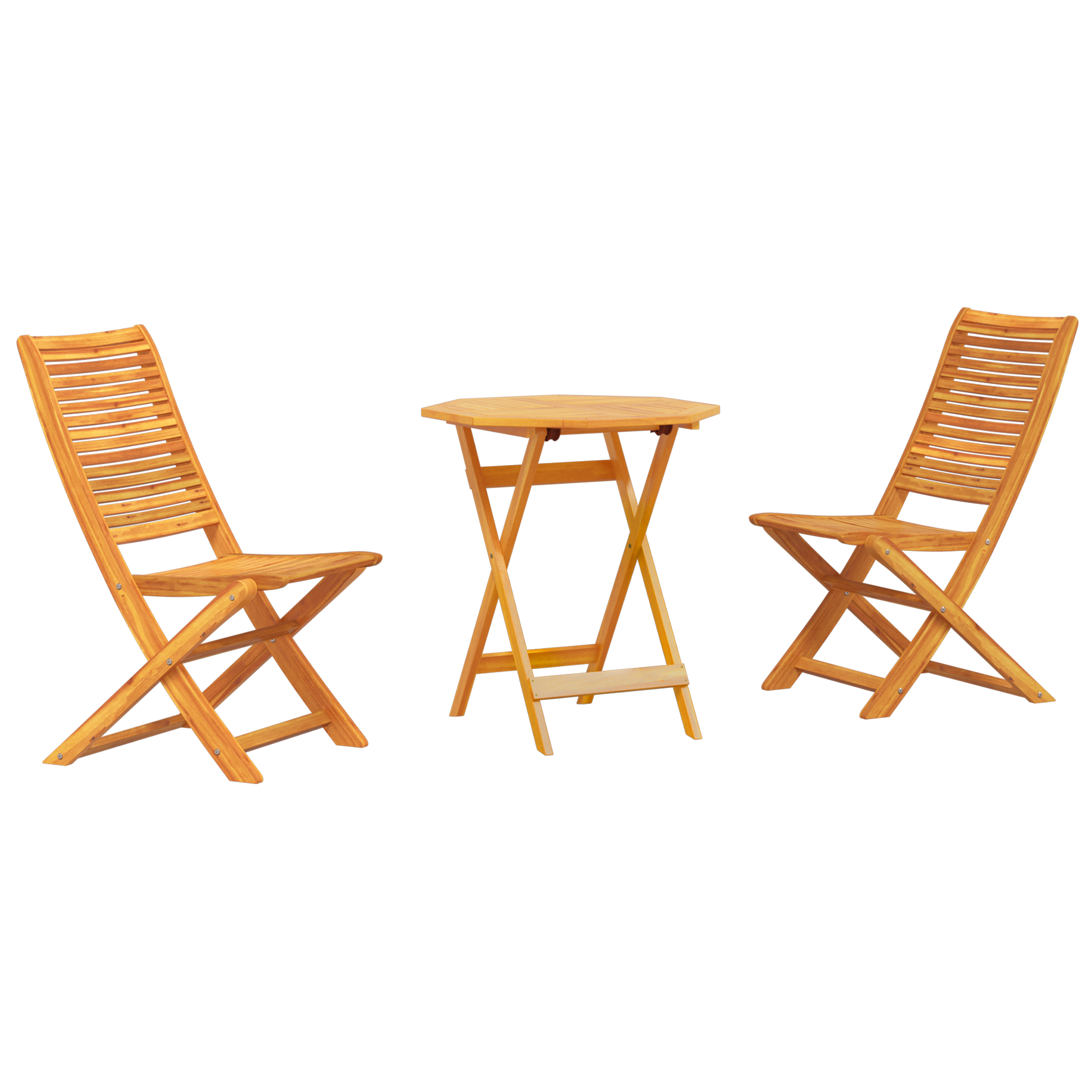 Sammenleggbart Bistrosett 3 pcs Brun heltre akasie