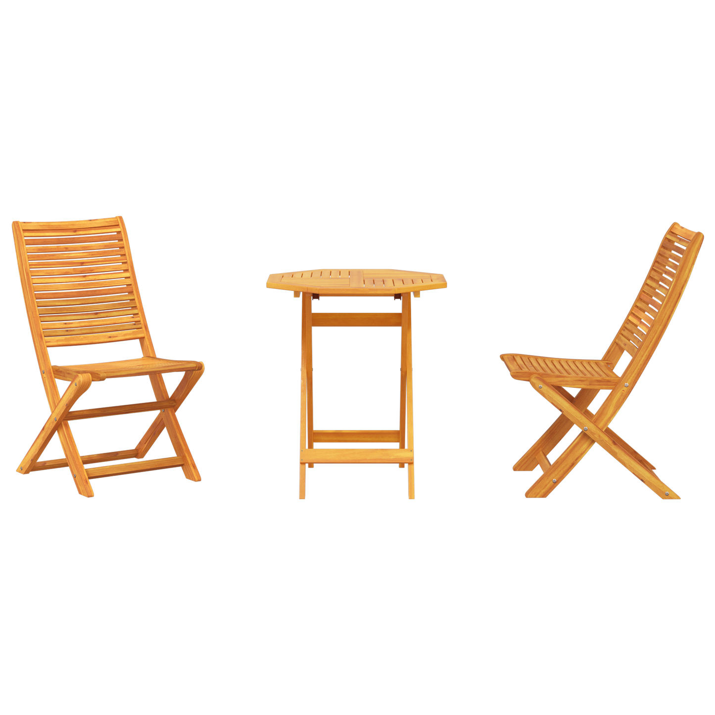 Sammenleggbart Bistrosett 3 pcs Brun Solid akasietre