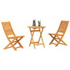 Sammenleggbart Bistrosett 3 pcs Brun heltre akasie