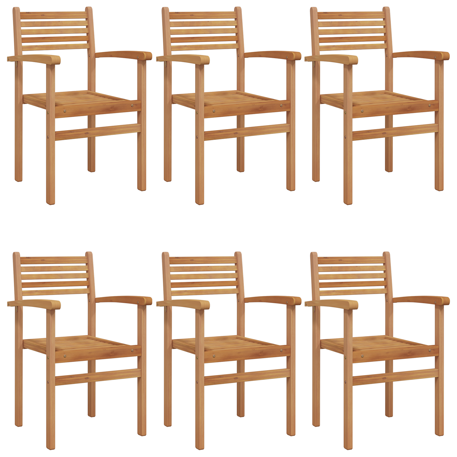 Hage stabelstoler 6 pcs Brun 55.5 x 55.5 x 90 cm Heltre teak