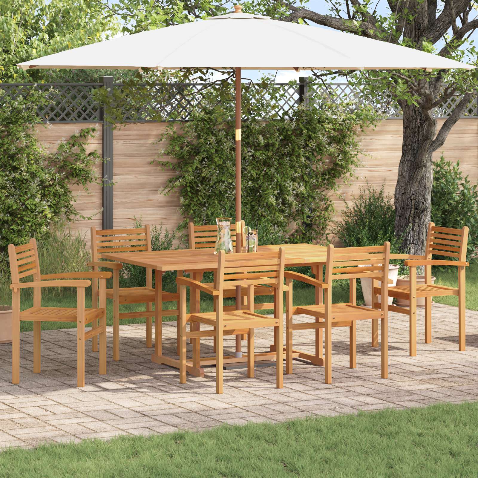 Hage stabelstoler 6 pcs Brun 55.5 x 55.5 x 90 cm Heltre teak
