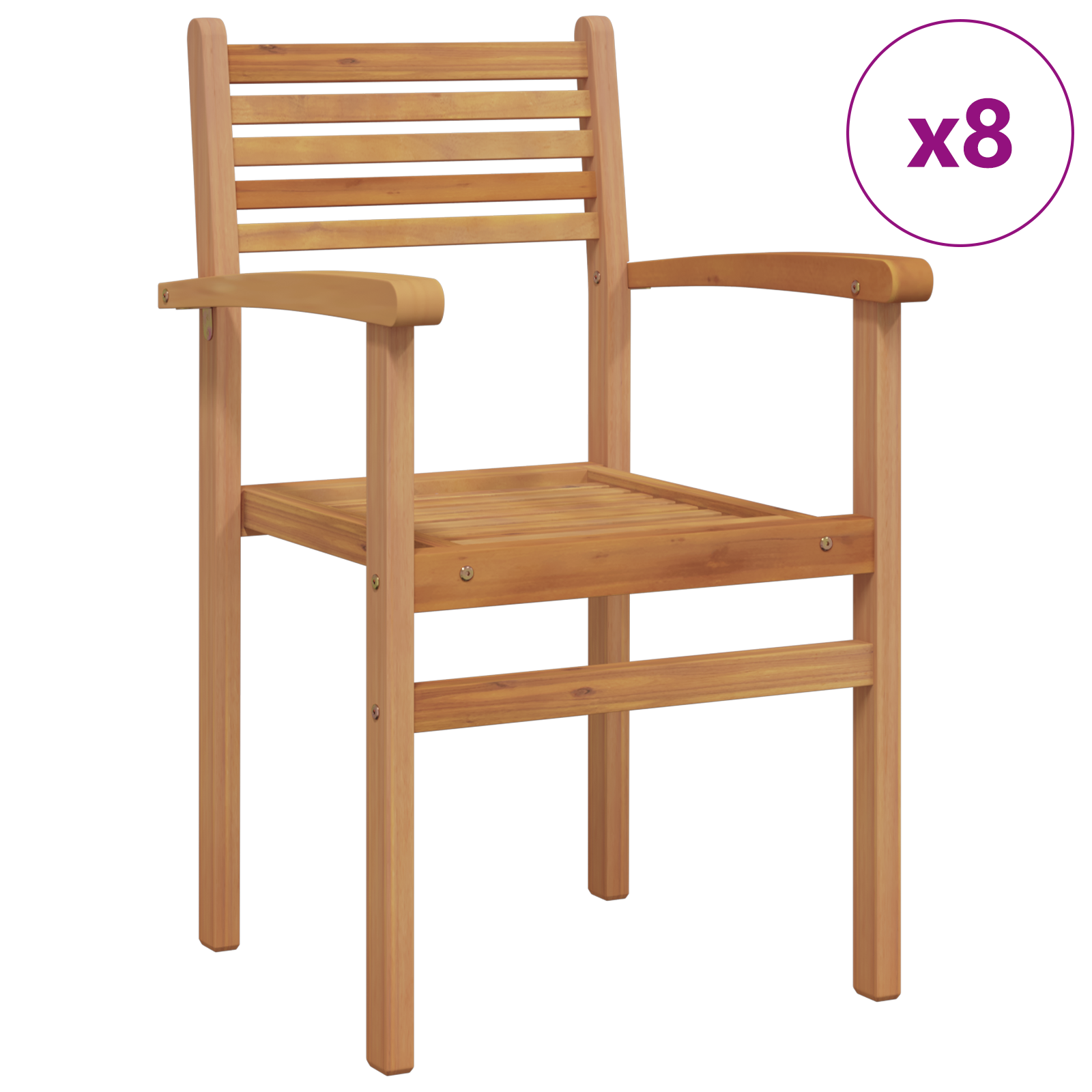 Hage stabelstoler 8 pcs Brun 55.5 x 55.5 x 90 cm Heltre teak