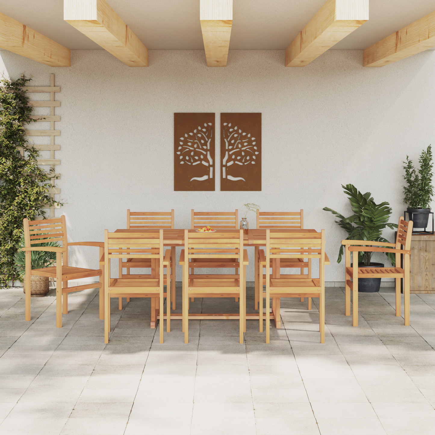 Stol 8 pcs Brun 56 x 55 x 90.5 cm Massivt Teaktre