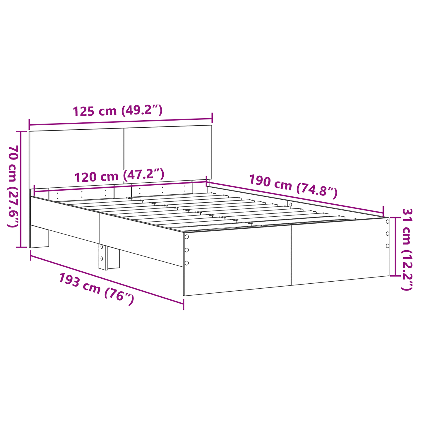 Sengestamme Gammelt tre 193 x 125 x 70 cm Konstruert tre