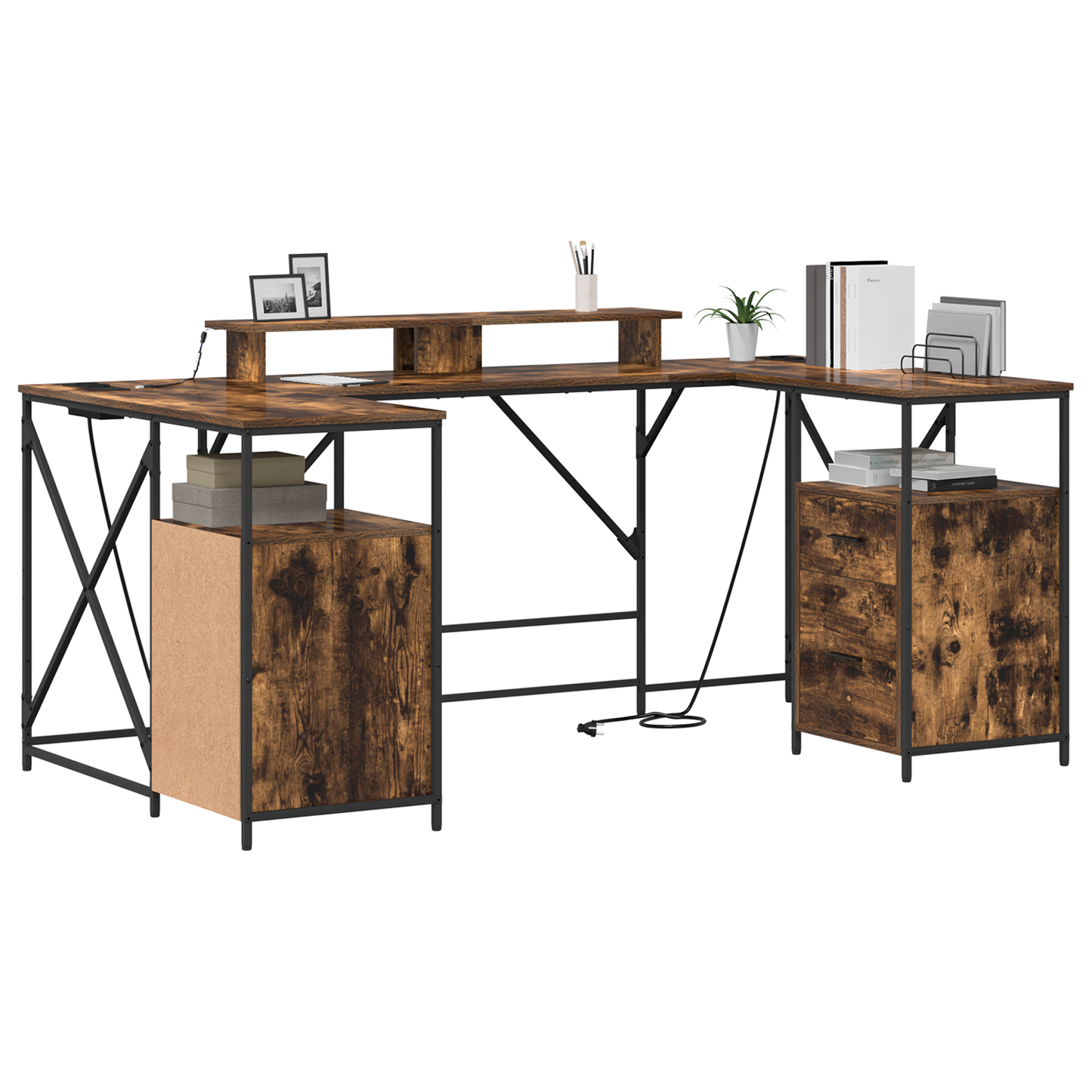 Skrivebord Røkt eik 182 x 101 x 87,5 cm Konstruert tre