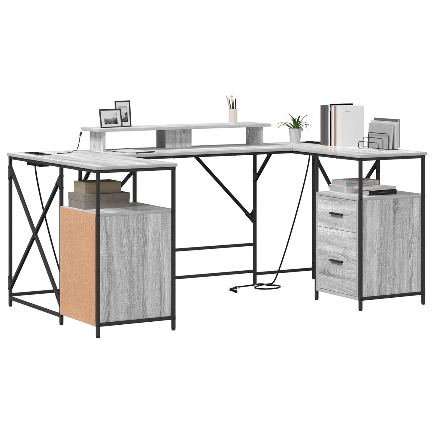 Skrivebord Grå Sonoma 182 x 101 x 87,5 cm Konstruert tre