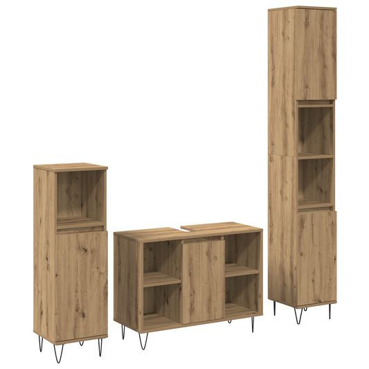 Baderomsinnredningssett 3 pcs Artisan Eik Konstruert tre
