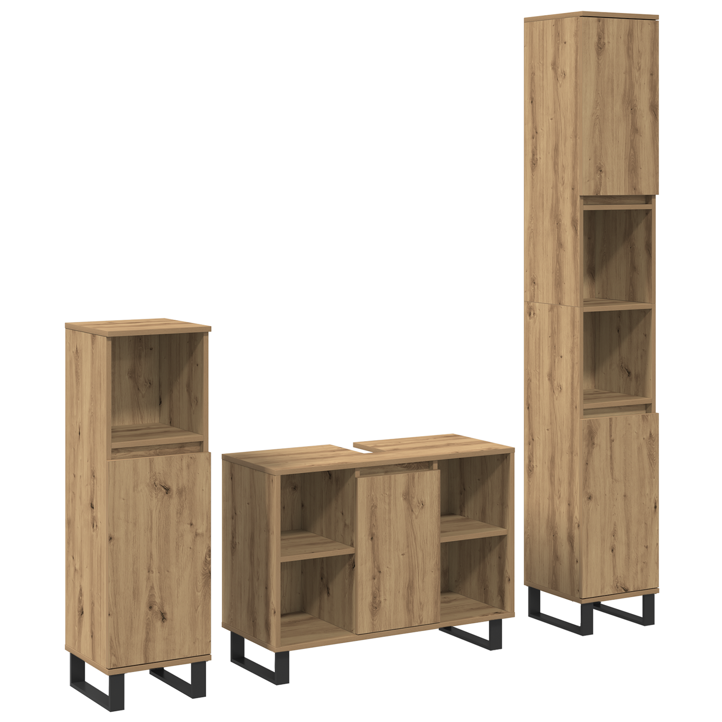 Baderomsinnredningssett 3 stk. Brun 30 x 30 x 180 cm