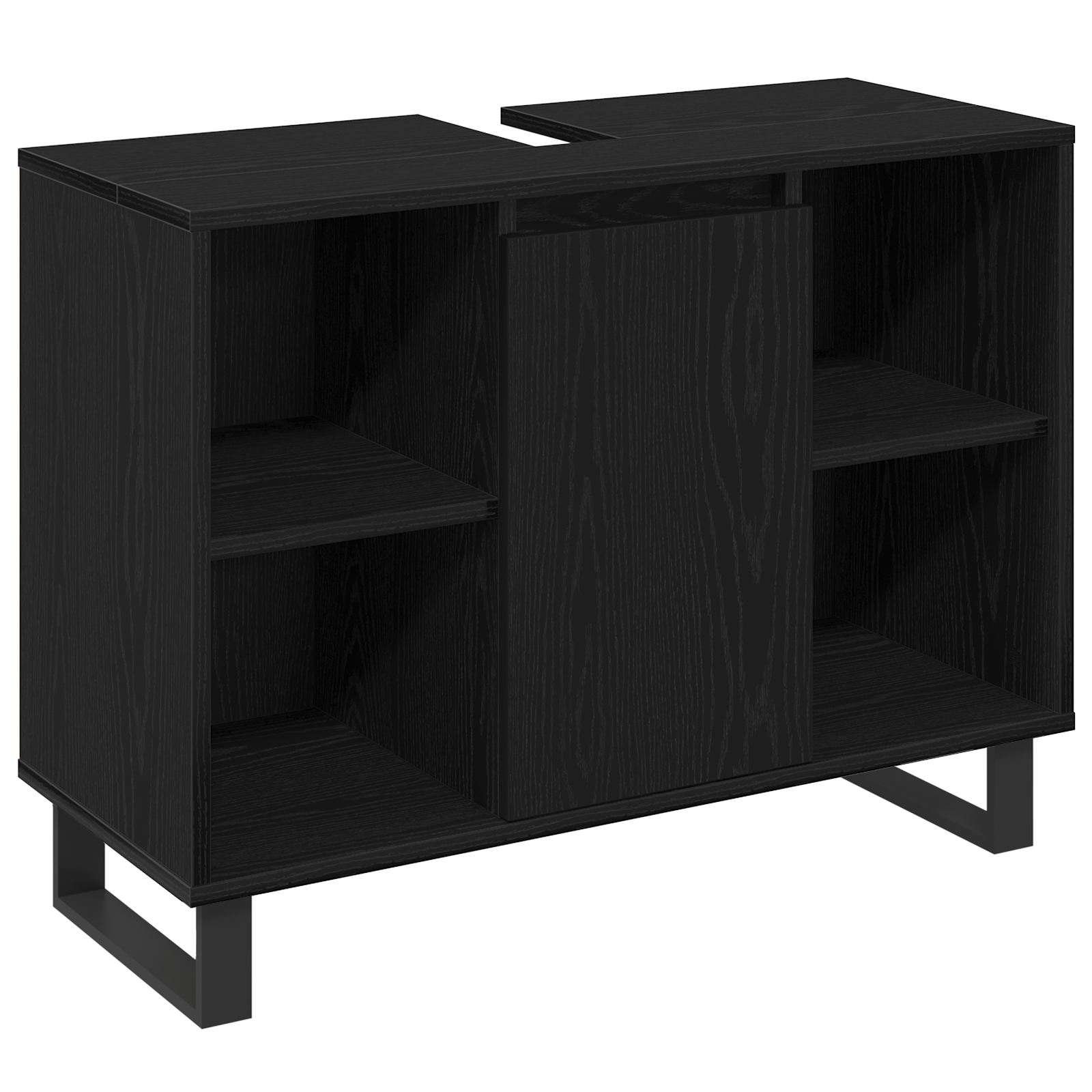 Baderomsinnredningssett med dør 3 pcs Svart 30 x 30 x 180 cm
