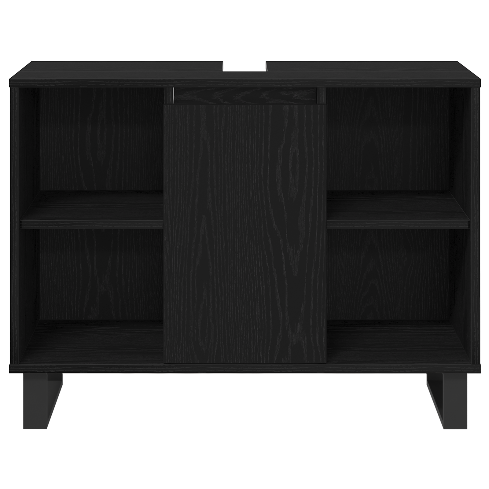 Baderomsinnredningssett med dør 3 pcs Svart 30 x 30 x 180 cm