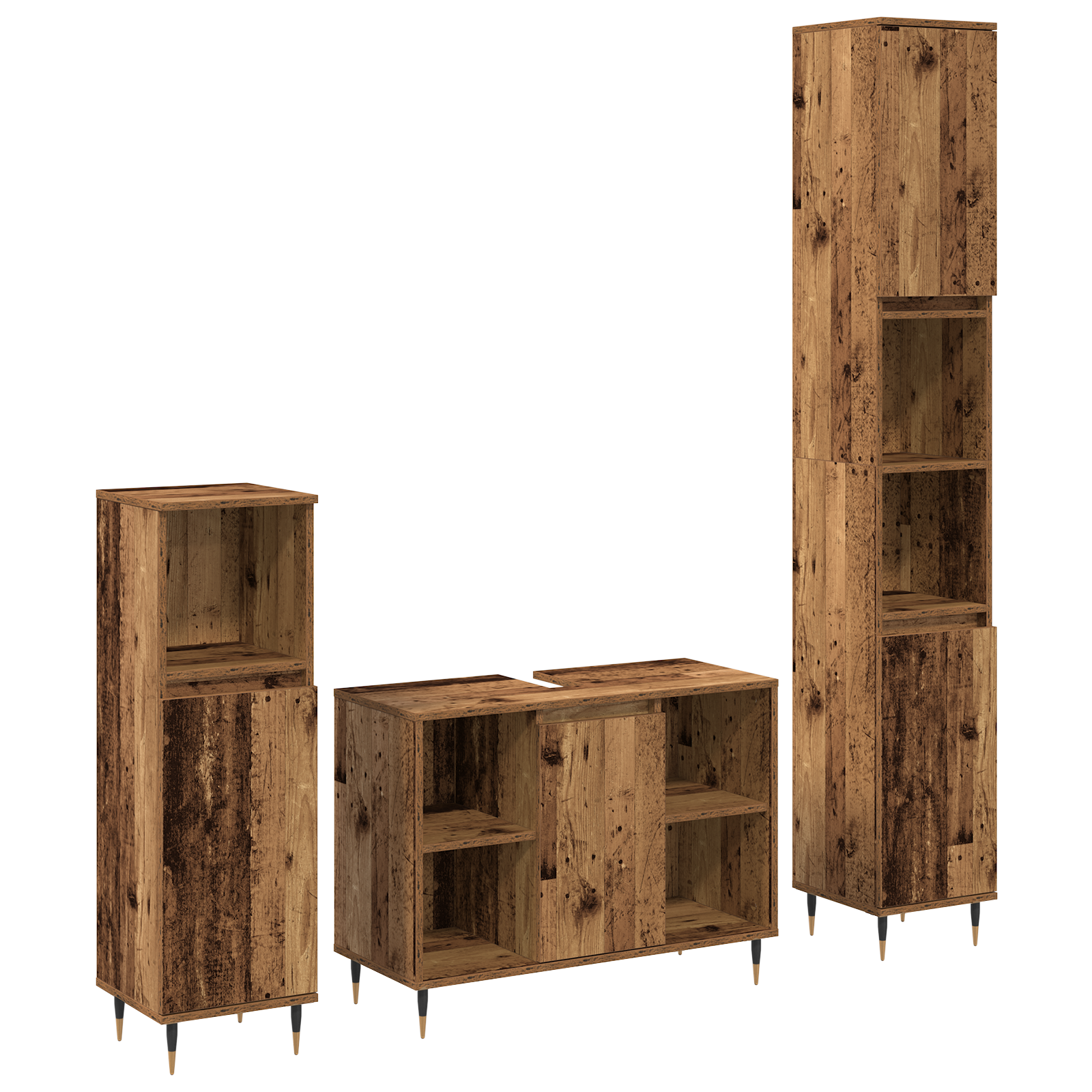 Baderoms Møbelsett med lagring 3 pcs Gamle tre 30 x 30 x 180 cm
