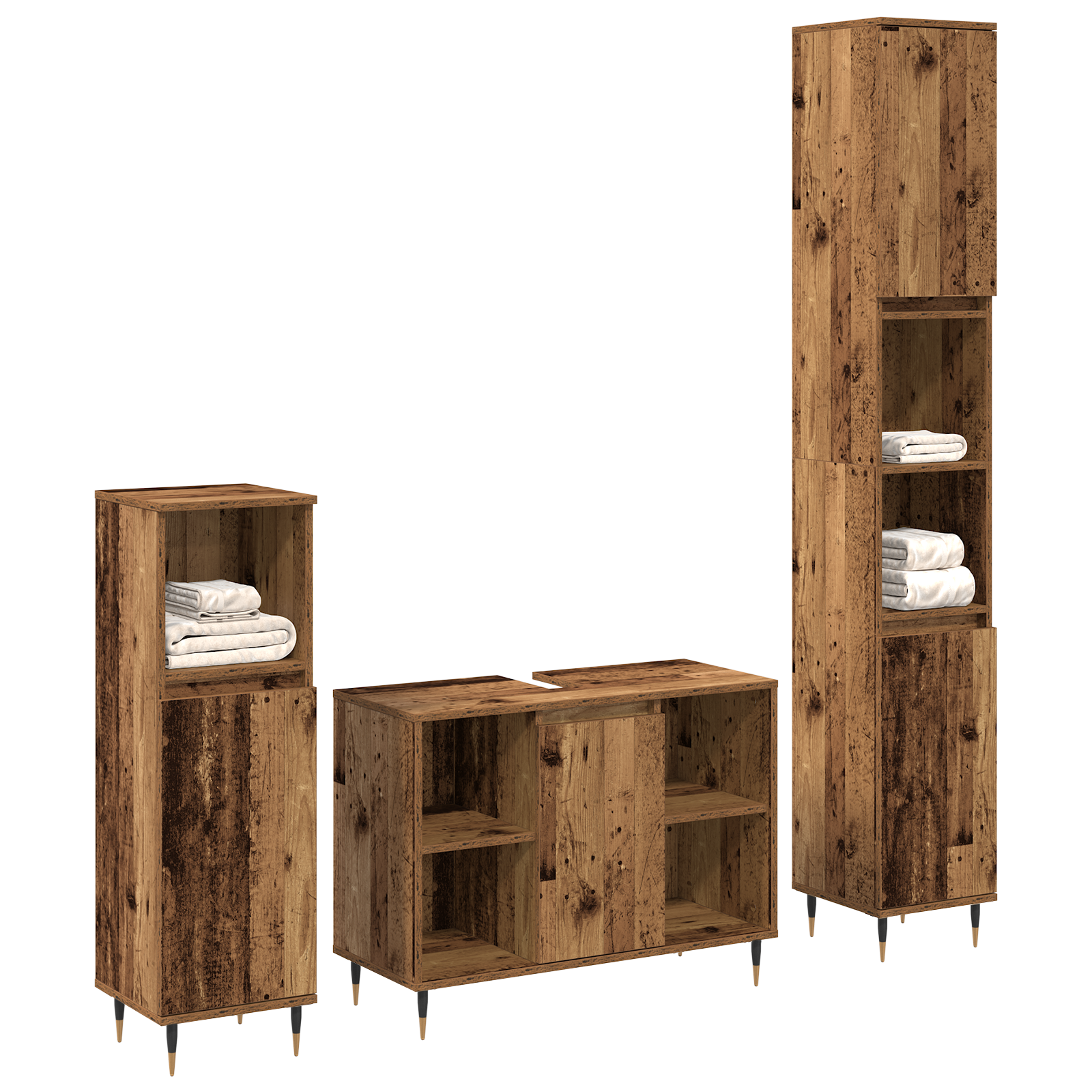 Baderoms Møbelsett med lagring 3 pcs Gamle tre 30 x 30 x 180 cm