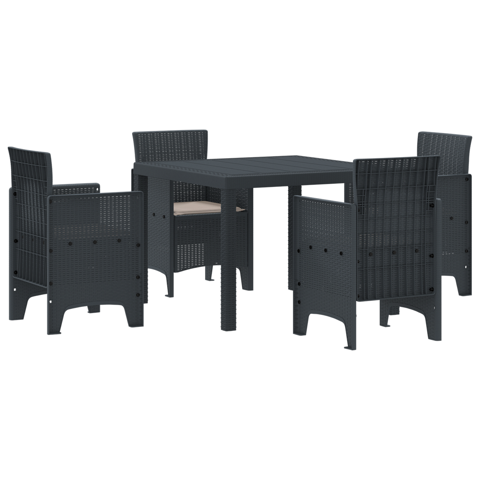 Hage Spisegruppe 5 pcs Antrasitt Polt rattan