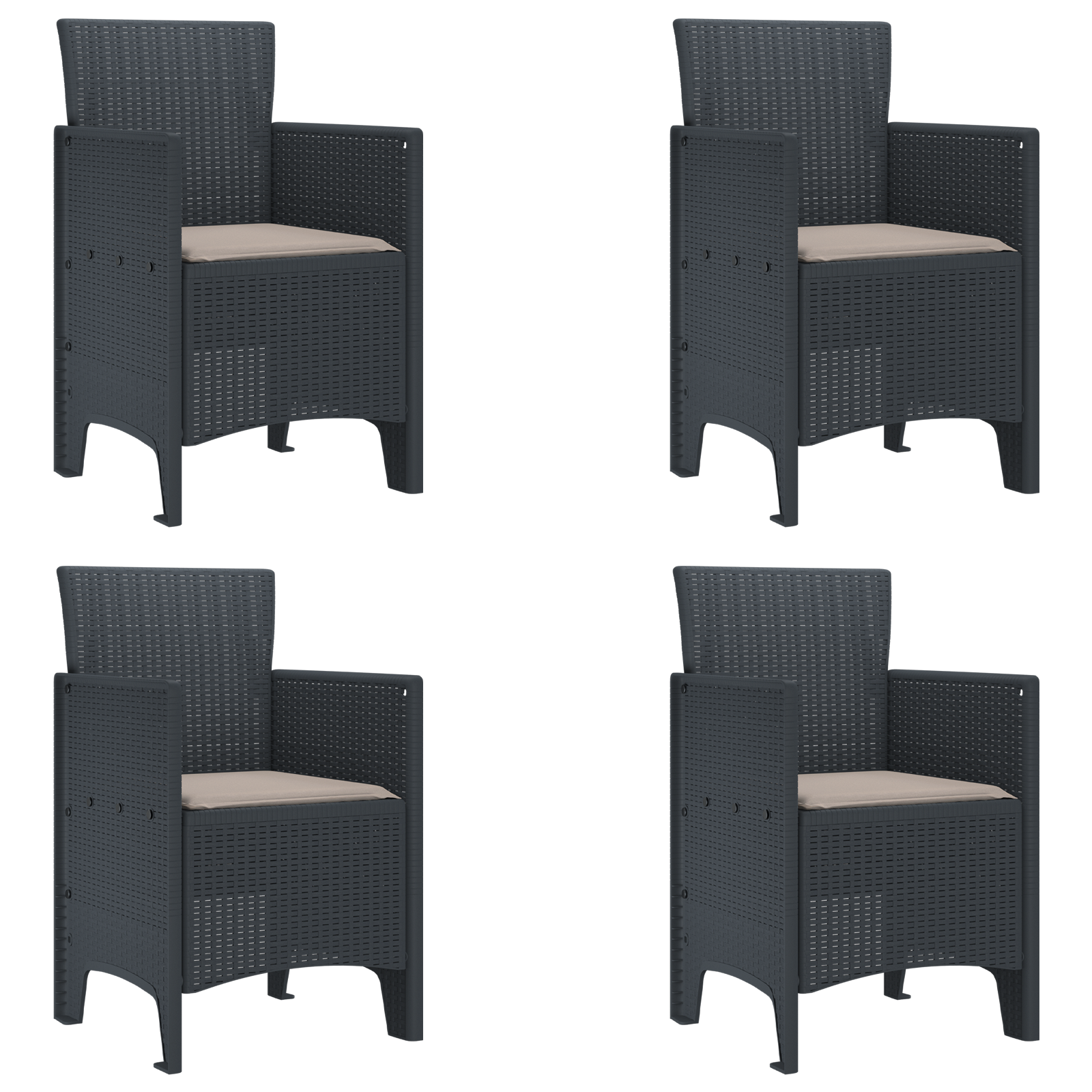 Hage Spisegruppe 5 pcs Antrasitt Polt rattan