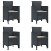 Hage Spisegruppe 5 pcs Antrasitt Polt rattan